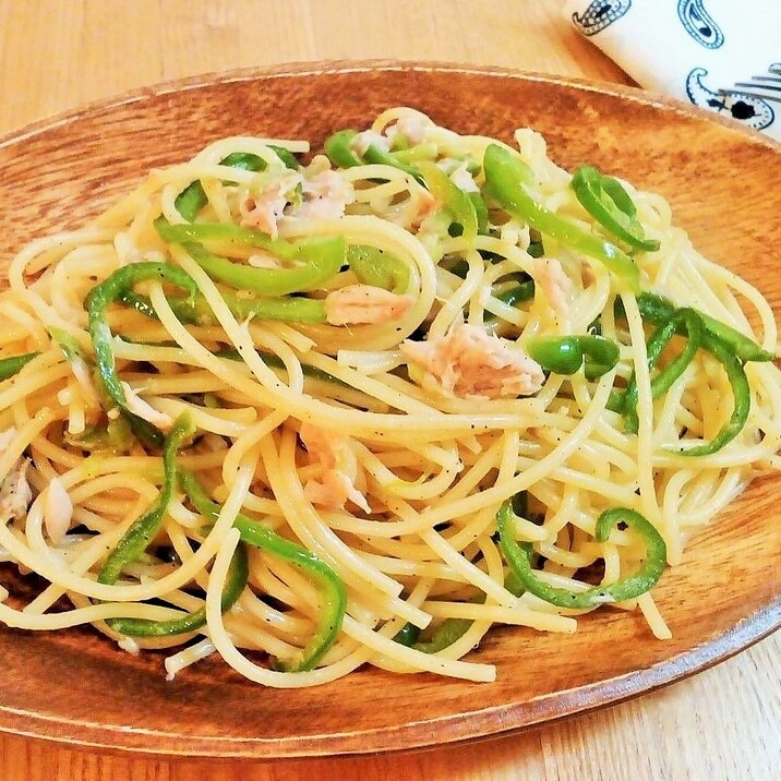 ♪旨味たっぷり♡丸ごとツナ缶とピーマンのパスタ♪